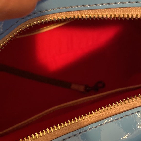 Dooney & Bourke Handbag Patent Leather Hobo Shoulder Denim Blue - Picture 10 of 16